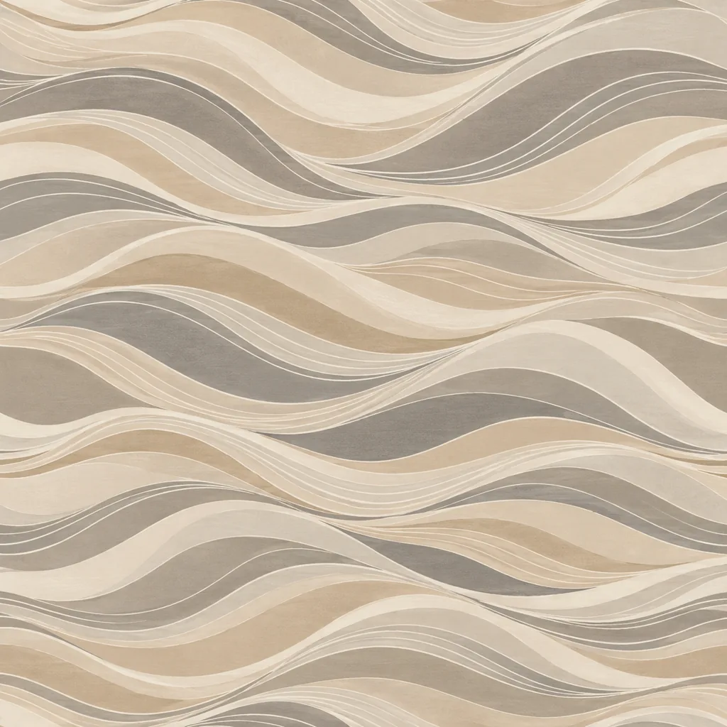 Sand Waves design with flowing beige, cream and taupe wave patterns